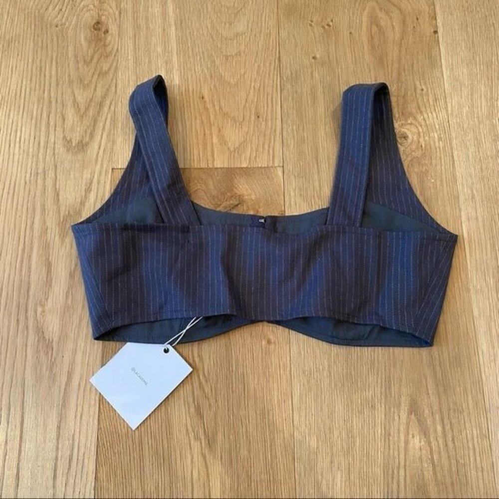 Revolve - L'Academie Harper Bra Top in Gray Pinstripe